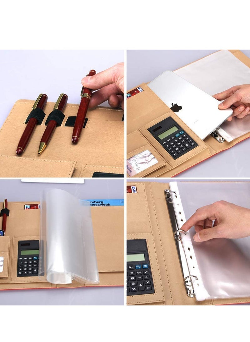 Excefore - Leather Portfolio Binder, Business Padfolio Folder, with Calculator Black 3 Ring Padfolio Business Folder Stylish Interview Portfolio Cover Case Suitable for various business occasions - Image 1