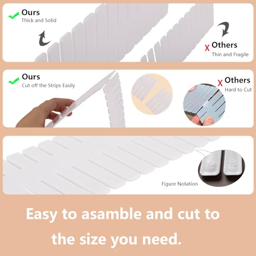 Ohlove 20Pcs Drawer Organizer Dividers 17"x2.8" Adjustable Storage Organizer Separator for Socks, Underwear, Makeup, Kitchen, Dresser - Image 3