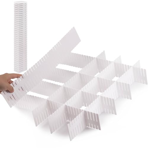 Ohlove 20Pcs Drawer Organizer Dividers 17"x2.8" Adjustable Storage Organizer Separator for Socks, Underwear, Makeup, Kitchen, Dresser - Image 1