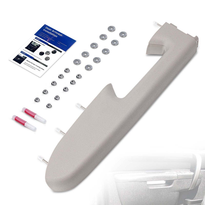 RHAOCZIYAUTO 22818466 Front Left Driver Side Armrest Repair Kit Fit for Chevy Silverado 1500 2500HD 3500HD 20102014 For GMC Sierra 1500 2500 HD 3500 HD 20102014 Door Panel with Release Handle Below Armrest Gray - Image 2