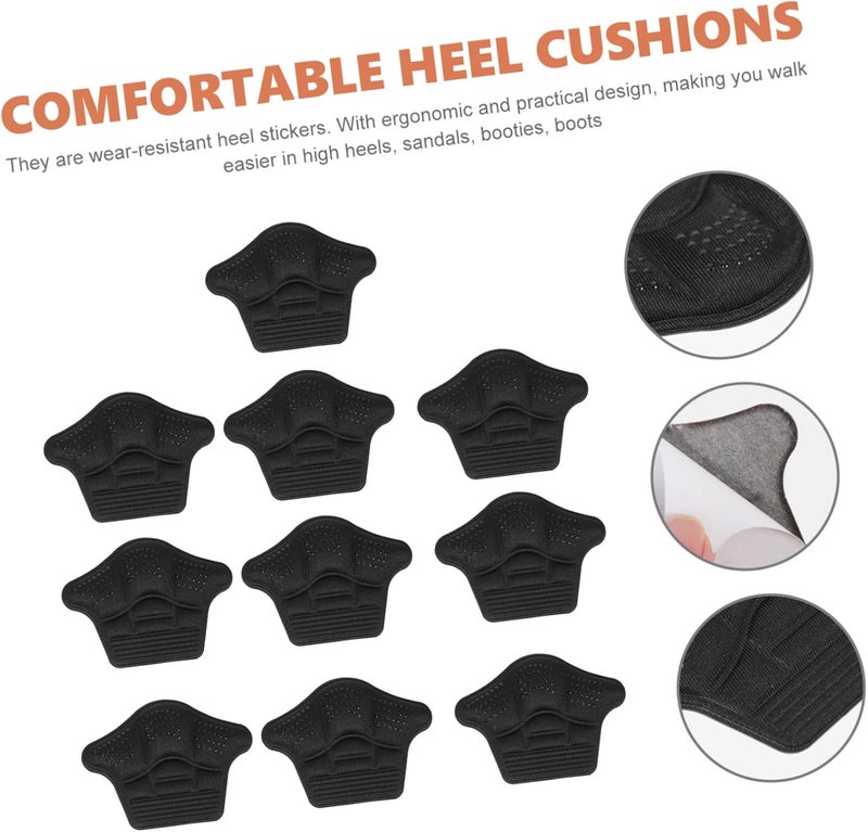 cheekyglo 20 Pairs Pads Adhesive Snugs Foot Cushions Shoe Heel Insoles Resistant Wear-Resistant Pain Bunion of for Too High Big Self- Inserts Wear- Care Black Grips Women Comfortable - Image 2