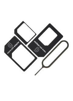 غريفين محول 4 في 1 لبطاقة SIM من Nano SIM إلى Micro SIM مع دبوس لإخراج الشريحة أسود  - Image 1