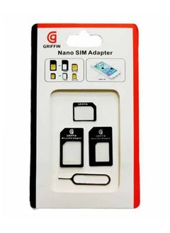 غريفين محول 4 في 1 لبطاقة SIM من Nano SIM إلى Micro SIM مع دبوس لإخراج الشريحة أسود  - Image 2
