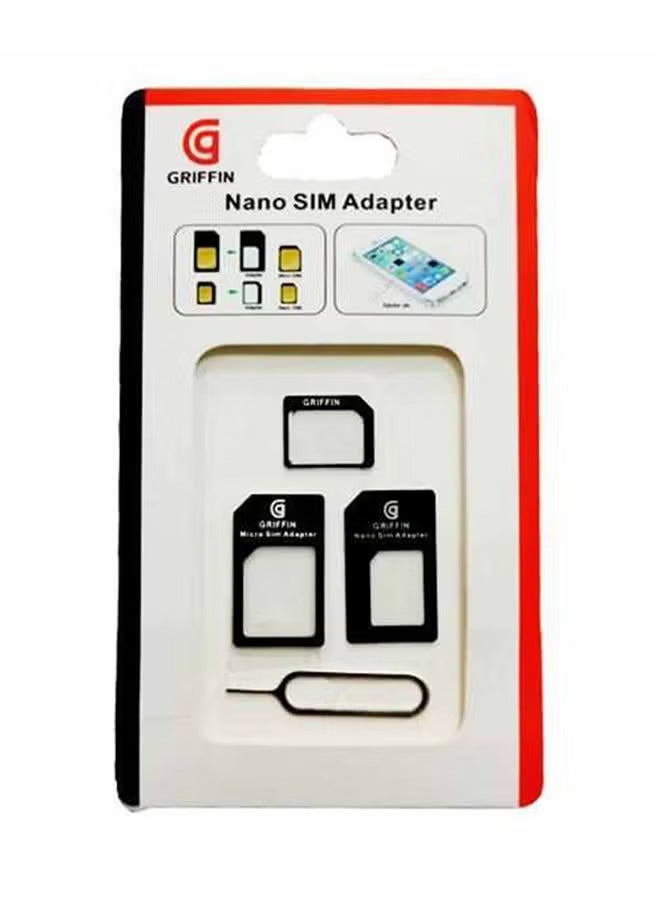 غريفين محول 4 في 1 لبطاقة SIM من Nano SIM إلى Micro SIM مع دبوس لإخراج الشريحة أسود - Image 2