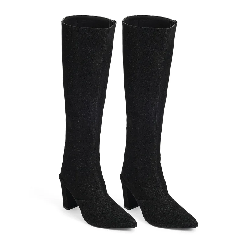 Zoriworld Black Snowflake Luxe Style Black Boots for Women 3 Inch Heel for Women | Best Price UAE