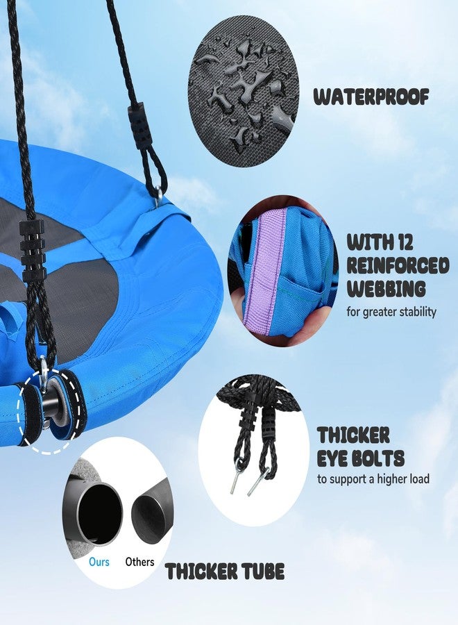 Trekassy 700lb 40 Inch Saucer Tree Swing for Kids Adults Outdoor 900D Oxford Waterproof with 2pcs Tree Hanging Straps, Steel Frame and Adjustable Ropes Blue - Image 5