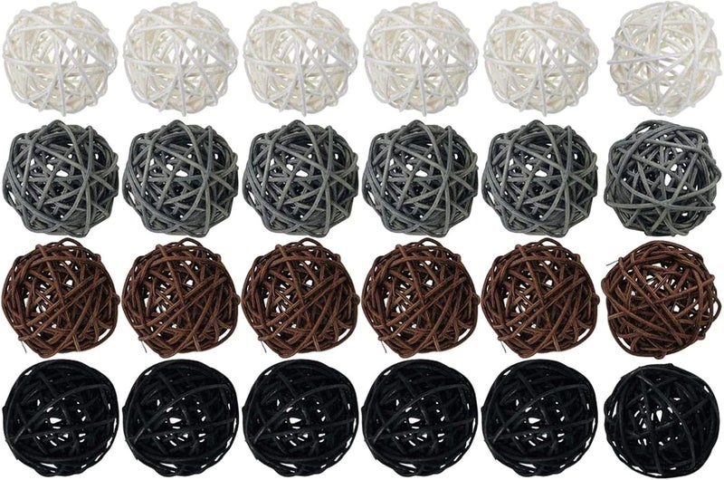 klarako24/15Pcs Natural Wicker Rattan Balls Handmade Decorative Bird Toys Wedding Party Centerpieces Christmas Home Aromatherapy Garden Florist Decors klarakoBlack Gray White 24 - Image 1