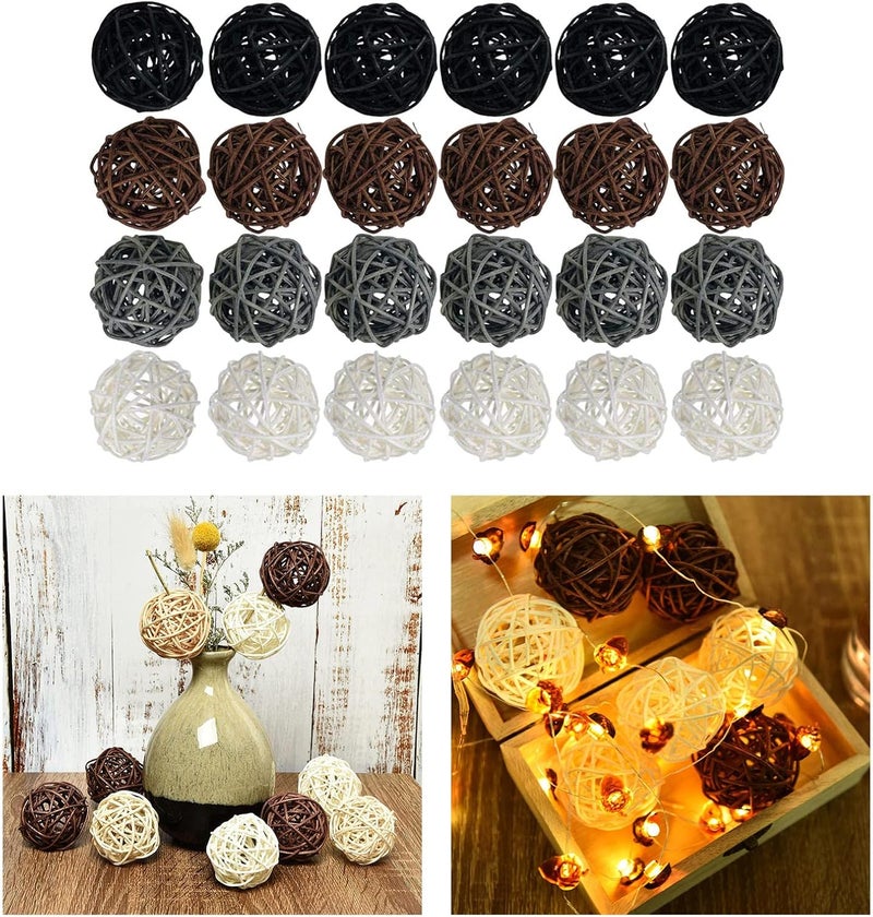 klarako24/15Pcs Natural Wicker Rattan Balls Handmade Decorative Bird Toys Wedding Party Centerpieces Christmas Home Aromatherapy Garden Florist Decors klarakoBlack Gray White 24 - Image 5