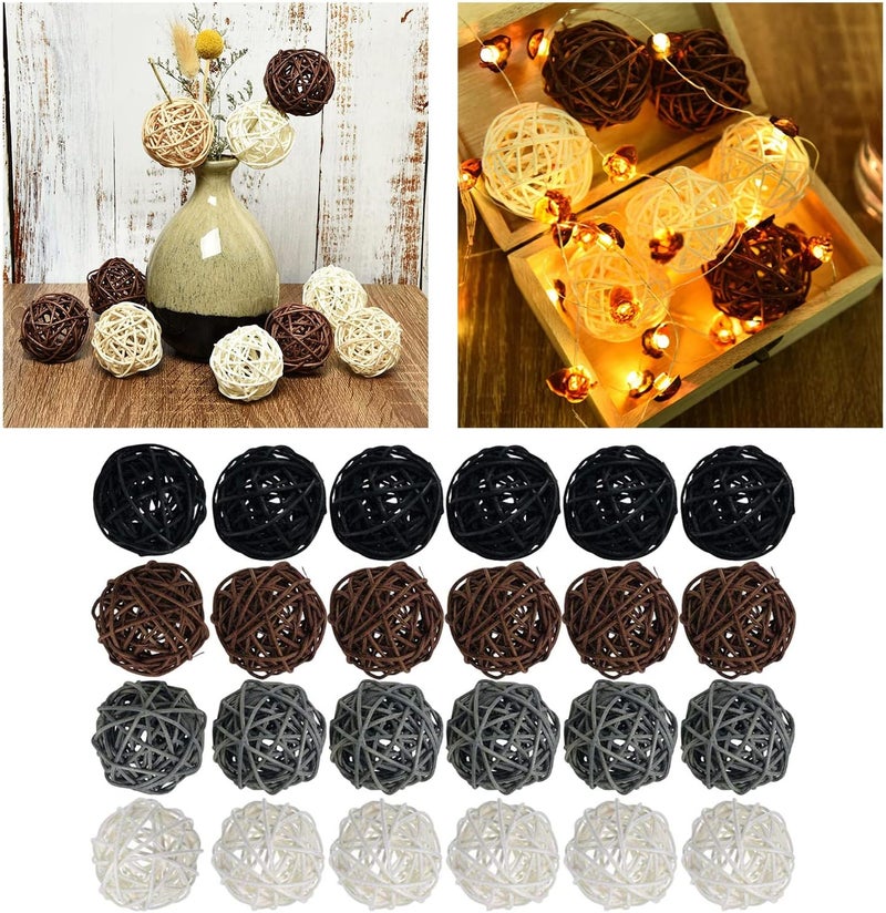 klarako24/15Pcs Natural Wicker Rattan Balls Handmade Decorative Bird Toys Wedding Party Centerpieces Christmas Home Aromatherapy Garden Florist Decors klarakoBlack Gray White 24 - Image 2