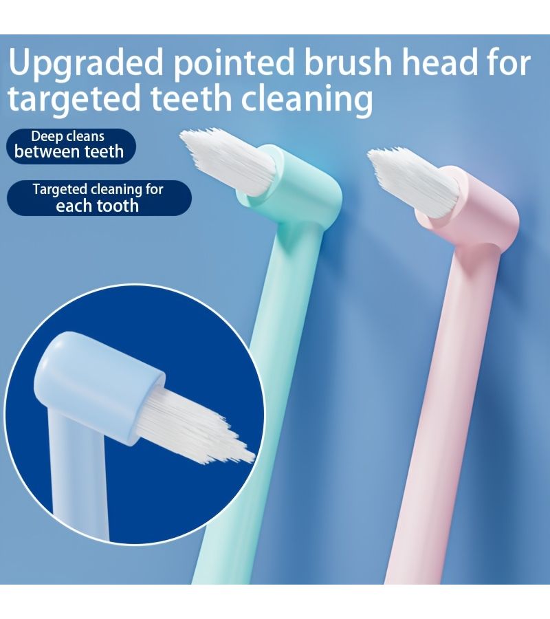 8Pcs Single Tuft Toothbrush Angled Small Head Clean Dead Corners Soft Bristles Care Gums Long Non Slip Handle Random Colors Protect Oral Health Orthodontic - Image 1