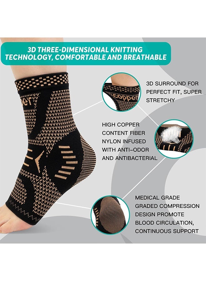 Sweet Life Ankle Brace for Women & Men, Ankle Compression Sleeve Support Copper Infused Ankle Brace for Sprained Ankle, Plantar Fasciitis Sports, Achilles Tendonitis Pain Relief, Copper Black, L  - Image 3
