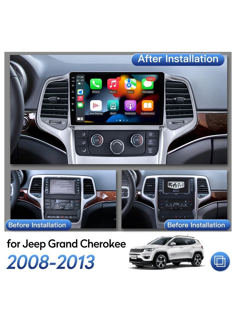 SHEZA STAR - Android Car Stereo for Jeep Grand Cherokee WK 2008-2013 6GB RAM 128GB ROM 9 Inch Support SIM Card, Apple Carplay, MirrorLink WiFi BT, 2.5D IPS Touch Screen with AHD Camera Included - Image 1