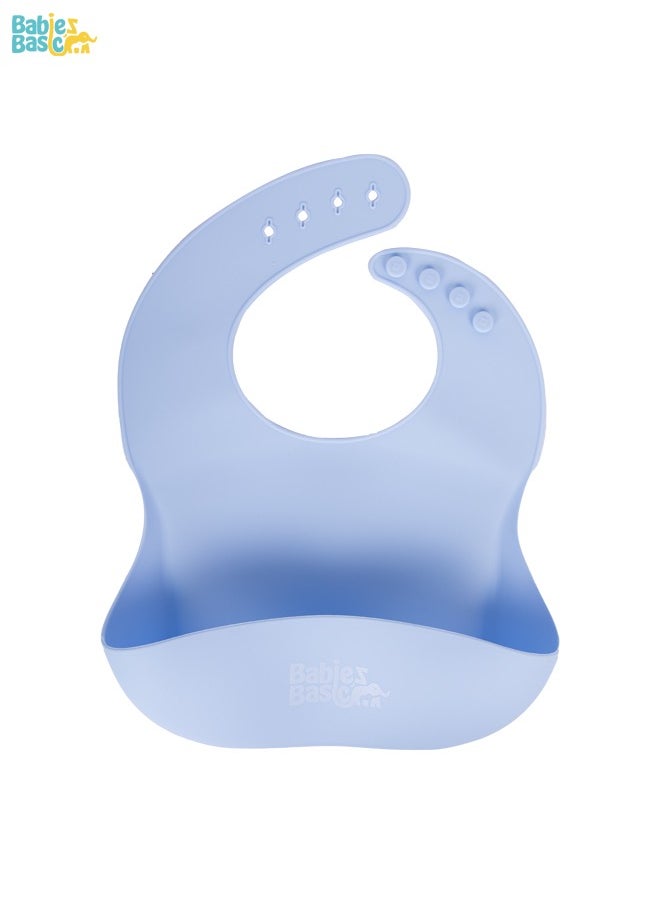 Feeding Set, 6 Piece, Silicone Set For Self Feeding, Learning & Fine Motor Skills Soft, Easy To Grip, Bib, Bowl, Plate, Mini Utensils, Spoon & 2 In 1 Cup - Blue