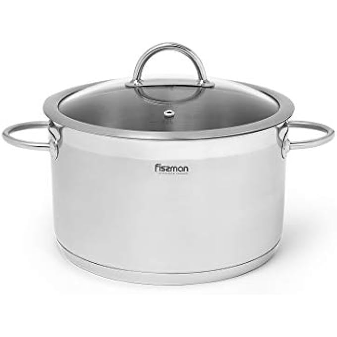 Fissman Stockpot Benjamin 20X12 Cm  37 Ltr With Glass Lid Stainless Steel - Image 1