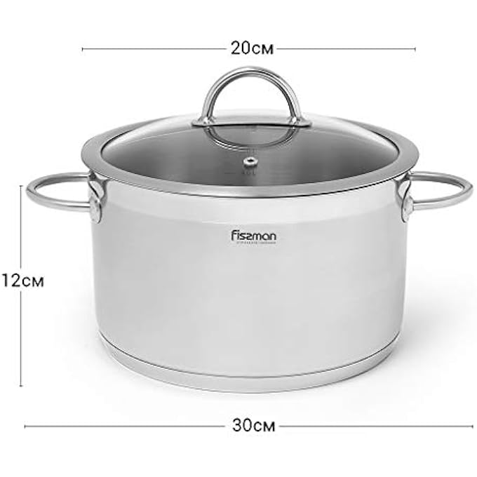 Fissman Stockpot Benjamin 20X12 Cm  37 Ltr With Glass Lid Stainless Steel - Image 3