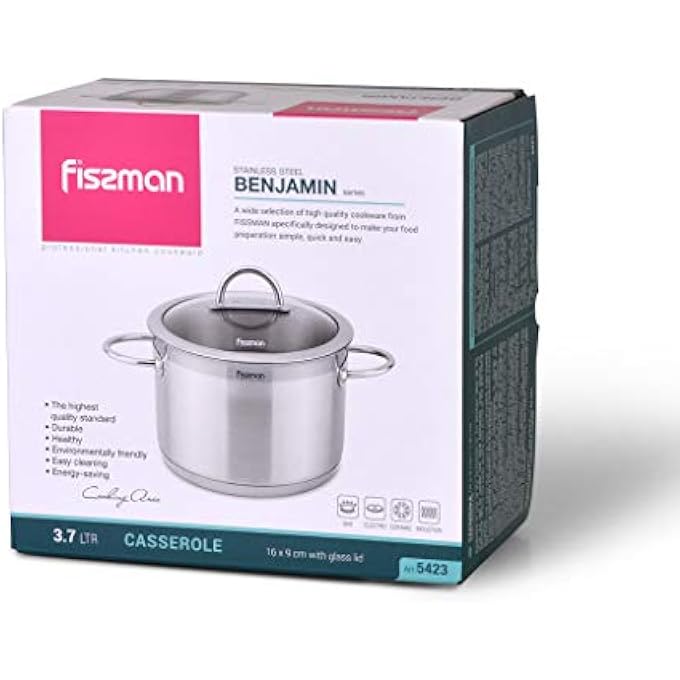 Fissman Stockpot Benjamin 20X12 Cm  37 Ltr With Glass Lid Stainless Steel - Image 5