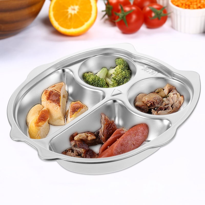 Divided Dinner Tray Stainless Steel Lunch Container Food Plate Snack Food Portion Plate - Image 2