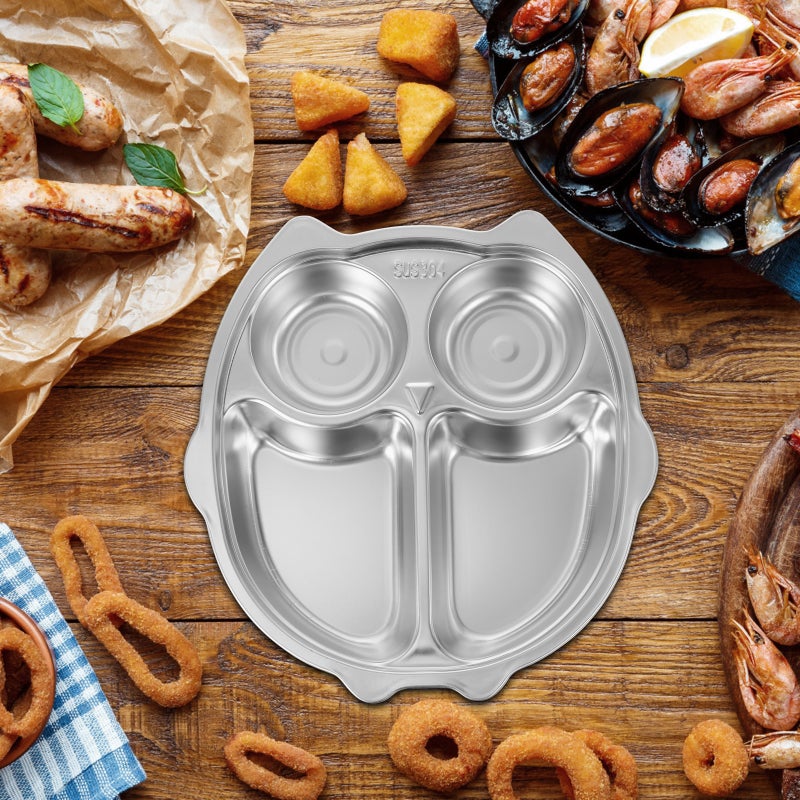 Divided Dinner Tray Stainless Steel Lunch Container Food Plate Snack Food Portion Plate - Image 3