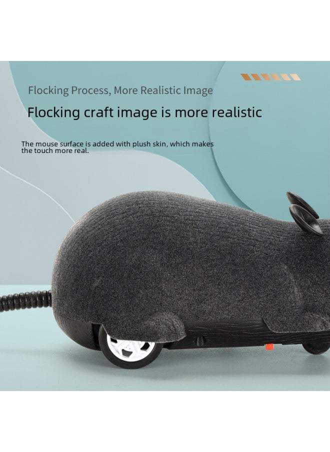 null - Interactive Electric Pet Toy Mouse Remote Control Four-way Control Plush Simulation Infrared Shake Furry Surface-Color:4 Channel-Boxed Black - Image 1