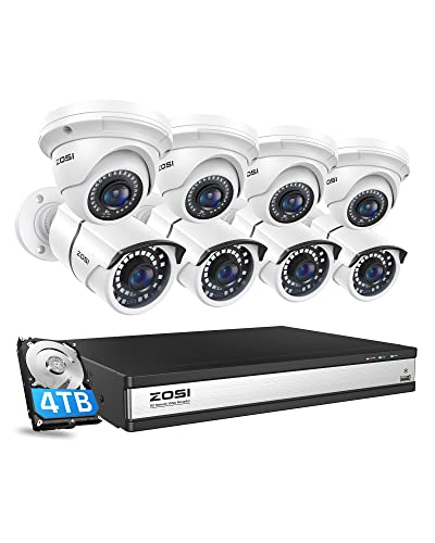 ZOSI 16CH 4K PoE Home Security Camera System,H.265+ 8MP 16 Channel CCTV NVR with 4TB HDD for 24-7 Recording,8pcs Wired 5MP PoE IP Cameras Outdoor Indoor,Night Vision,Motion Alert,Remote Access - Image 1