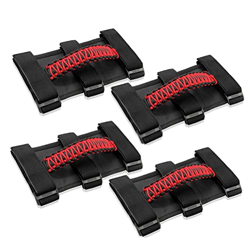 Bentolin مقابض قبضة بار رول 4x لجيب رانجلر YJ TJ JK JKU JL JLU سبورت ساهارا فريدوم روبكون غير محدود X غلادياتور JT 1955-2022 UTV ATV مقبض بارا كورد ملحقات داخلية (أحمر) - Image 1