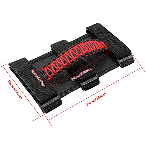 Bentolin مقابض قبضة بار رول 4x لجيب رانجلر YJ TJ JK JKU JL JLU سبورت ساهارا فريدوم روبكون غير محدود X غلادياتور JT 1955-2022 UTV ATV مقبض بارا كورد ملحقات داخلية (أحمر) - Image 4