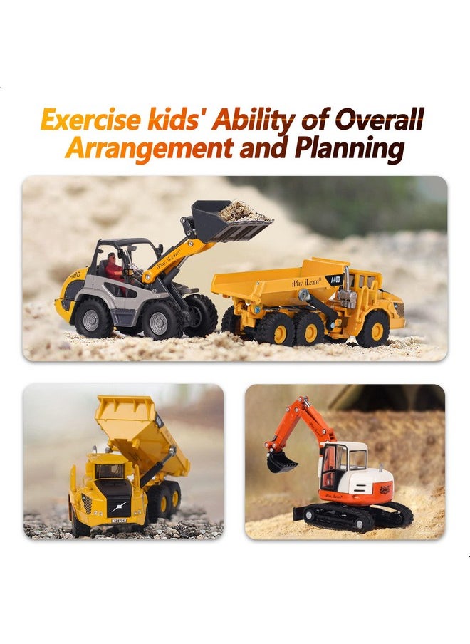 iPlay, iLearn iPlay, iLearn Heavy Duty Construction Site Playset, Metal Dump Truck, Excavator Digger Backhoe, Tractor Bulldozer Diecast Vehicle, Outdoor Sandbox Car Toy, Birthday Gift 3 4 5 Year Old Boy Kid Toddler  - Image 5