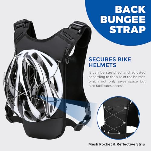 Criuage USA Patent Running Hydration Vest Backpack, Lightweight Chest Pack with 2.0L Water Bladder Bag Daypack for Hiking Running Cycling Race Marathon for Women Men (Black V2, Standard) - Image 4