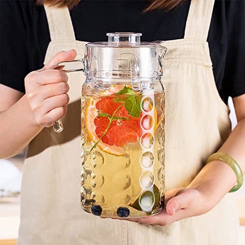 Mivana Premium Juice and Water Glass Pitcher jug with Lid and 1.8 Liter Jug Romantic Style Water jug with Handle hot Cold Water, Milk and Juice Beverage Carafes - Image 2