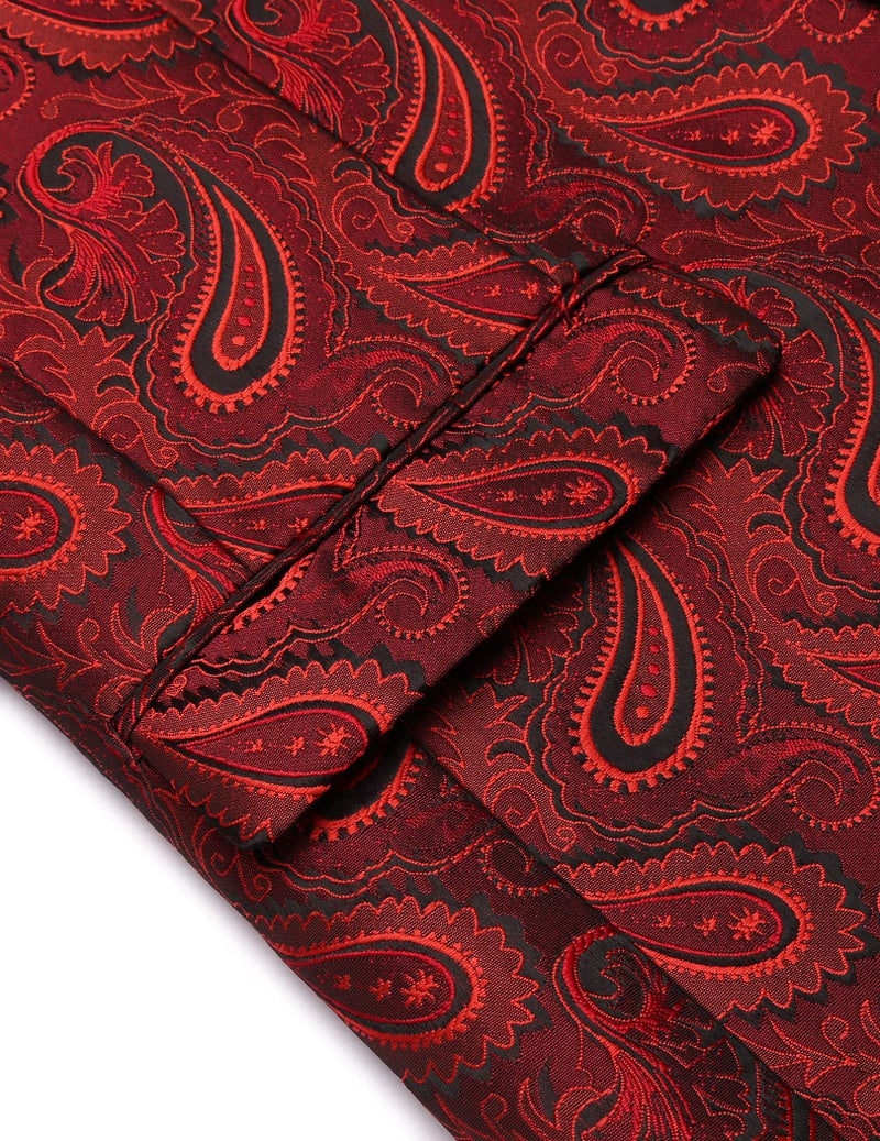 COOFANDY Mens Floral Tuxedo Jacket Paisley Shawl Lapel Suit Blazer Jacket for Dinner,Prom,Wedding Red - Image 5