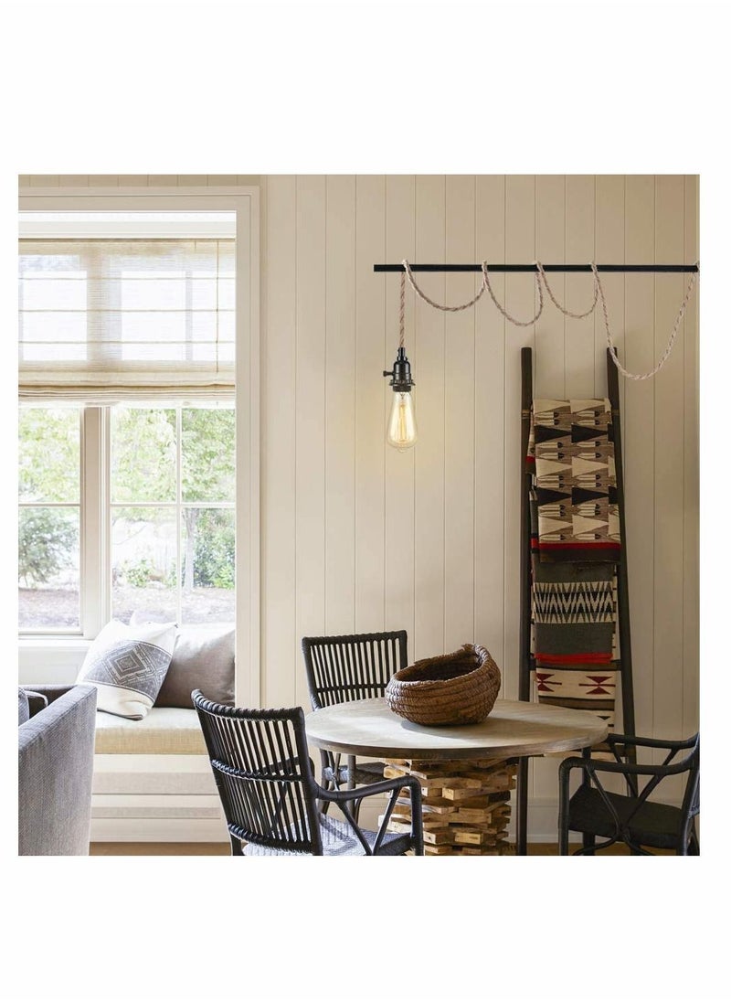 Y&D DIY 15ft Industrial Retro Ceiling Pendant Cord Light Kit Switch Plug Fabric Outlet Set E26 E27 Lighting Fixture Cable  - Image 4