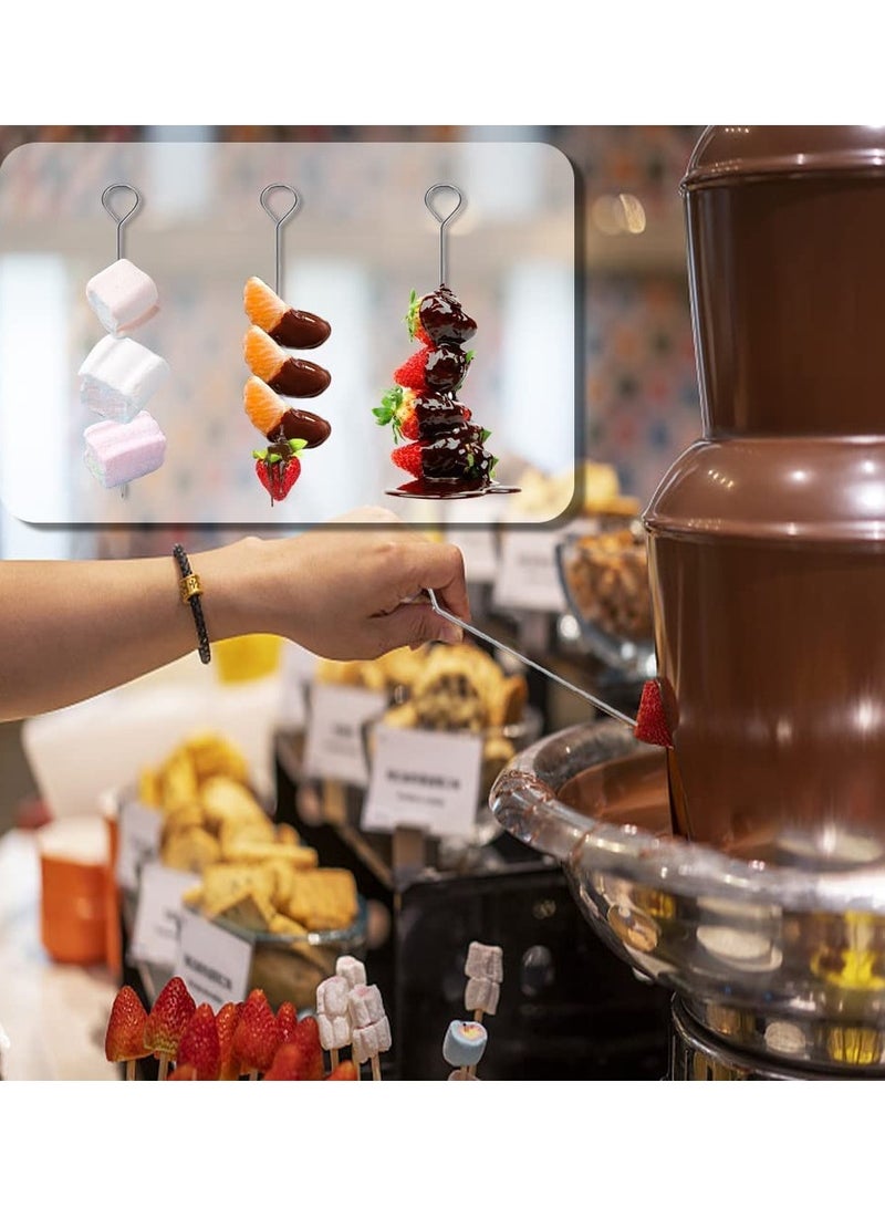 SYOSI 30 قطعة أسياخ من الفولاذ المقاوم للصدأ لشوي الإوز أسياخ باربكيو قابلة لإعادة الاستخدام لشوي الكباب واللحوم والدجاج والخضار مقاس 20 سم - Image 4