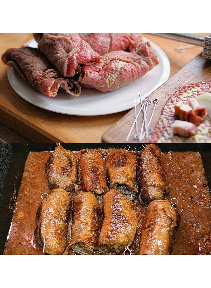 SYOSI 30 قطعة أسياخ من الفولاذ المقاوم للصدأ لشوي الإوز أسياخ باربكيو قابلة لإعادة الاستخدام لشوي الكباب واللحوم والدجاج والخضار مقاس 20 سم - Image 5