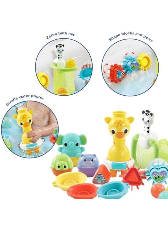 vtech 6 In 1 Bath Set Bathtub Toy With 10 Plus Accessories Including Stacking And Linking Boats Shape Sorter English Version - Image 3
