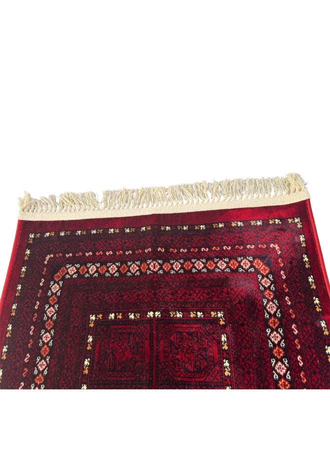 سجاد صلاة تراثي سدو فاخر، تصميم تقليدي، مجموعة من 5 قطع، أحمر - Image 4