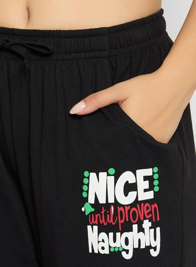 Clovia Clovia Text Print Cotton Top and Pyjama Set