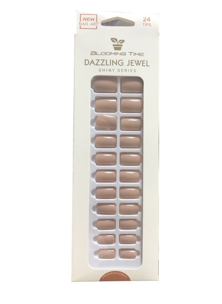 BLOOMING TIME 24-Piece Full Cover Press Fake Nails Nude  - Image 1