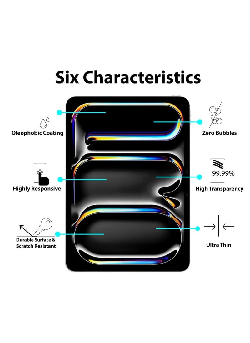 YoYoTech Screen Protector for iPad Pro 13-inch 2024 7th Gen [A2926 A3007] 9H Hardness,Anti-Fingerprint,Anti Scratch Full Screen Coverage Tempered Glass  - Image 3