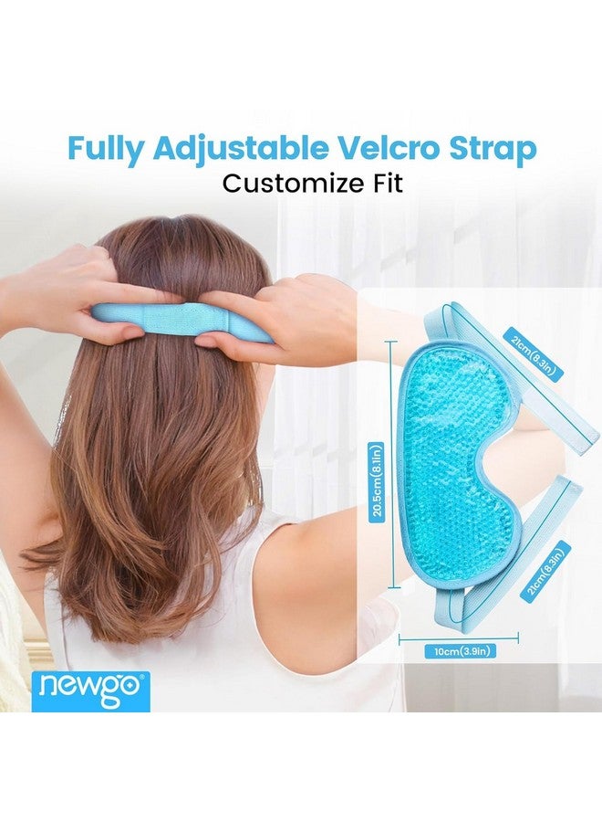 SEFLICA® Polyester Eye Mask Cooling Gel With Beads For Dark Circles, Dry Eyes, Cooling Eyes, Redness, Eye Patches Eye Cooling Gel Pad Stretchable With Sleeping Mask Eye Relaxing For Women & Men - Blue - Image 2