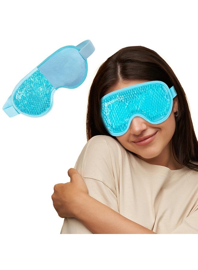 SEFLICA® Polyester Eye Mask Cooling Gel With Beads For Dark Circles, Dry Eyes, Cooling Eyes, Redness, Eye Patches Eye Cooling Gel Pad Stretchable With Sleeping Mask Eye Relaxing For Women & Men - Blue - Image 5