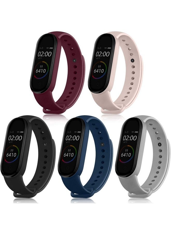 INEFABLE Mi SmartWatch 5 and 6 Watch Straps Original for Mi Watch M5 and M6 Watch Strap Soft Silicone Adjustable Watch Strap - Black-Blue-Peach-Light Grey-Wine (Pack of 5) - Image 1