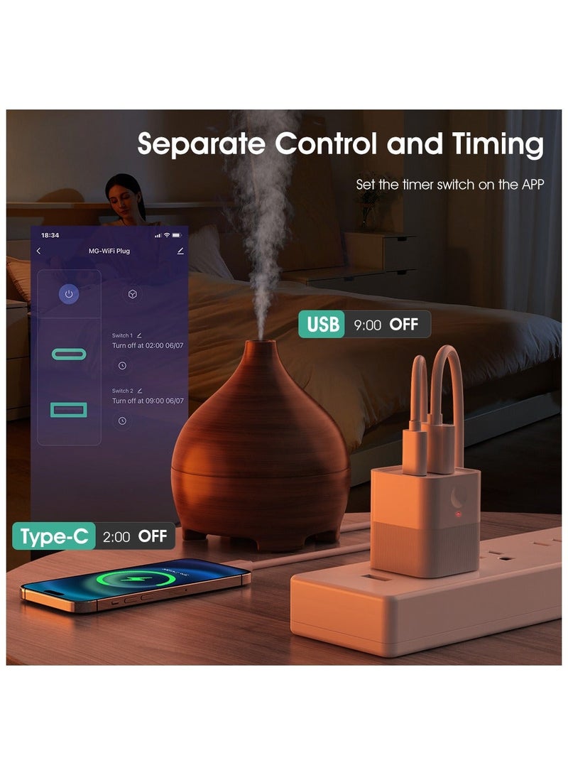 UanTii Smart Adapter Tuya Wifi USB Adapter Timing Schedule Smart Plug,Works with Smart Life App,Woks with Alexa and Google Home;3gang - Image 2