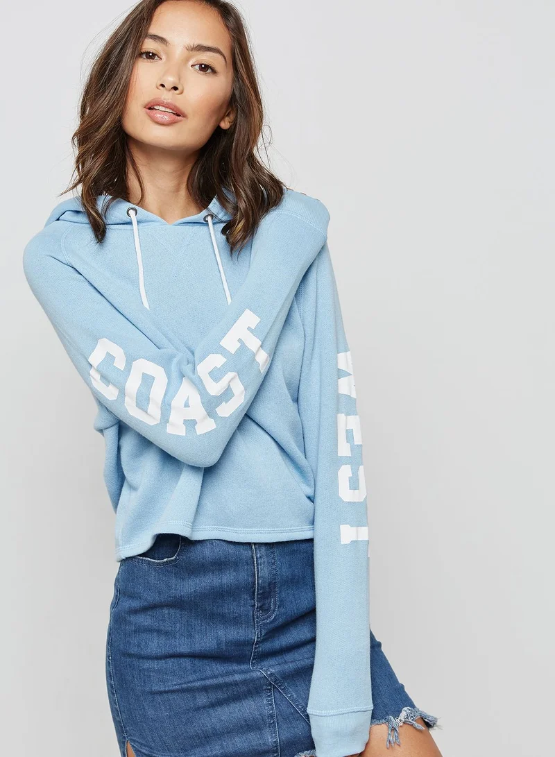 FOREVER 21 Sleeve Slogan Detail Hoodie