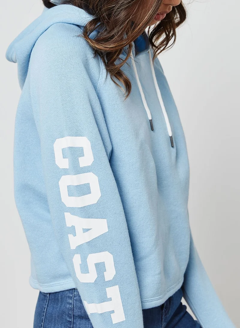 FOREVER 21 Sleeve Slogan Detail Hoodie