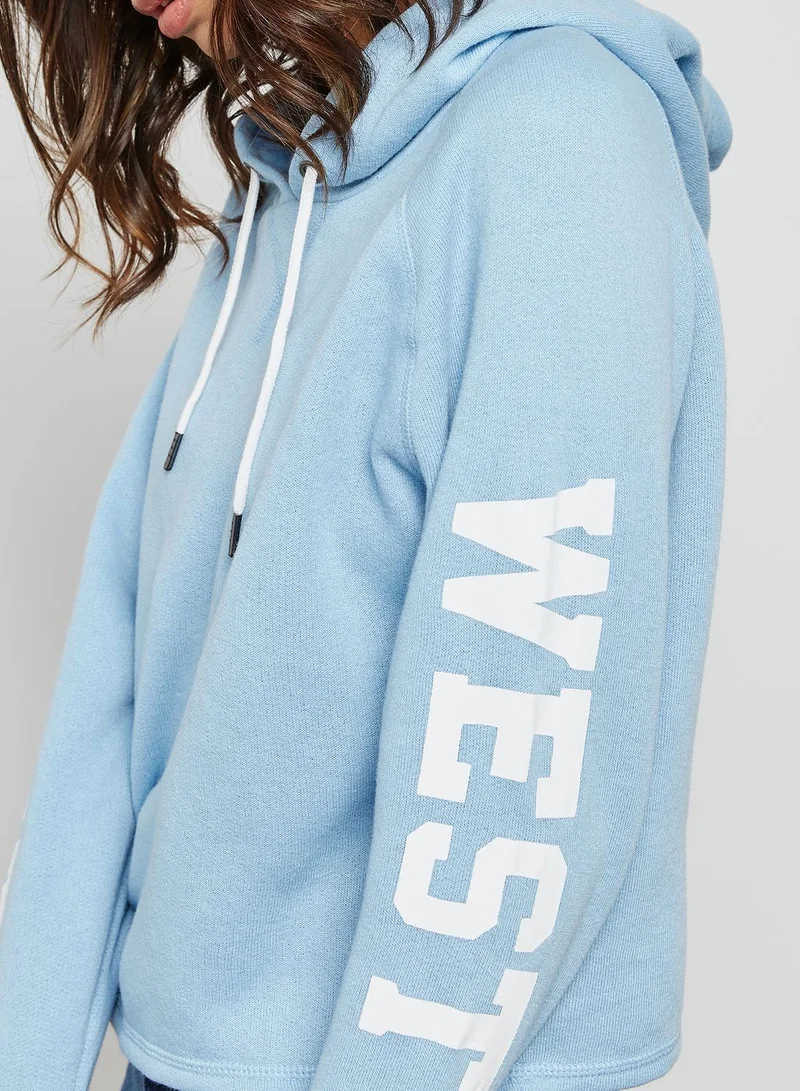 FOREVER 21 Sleeve Slogan Detail Hoodie