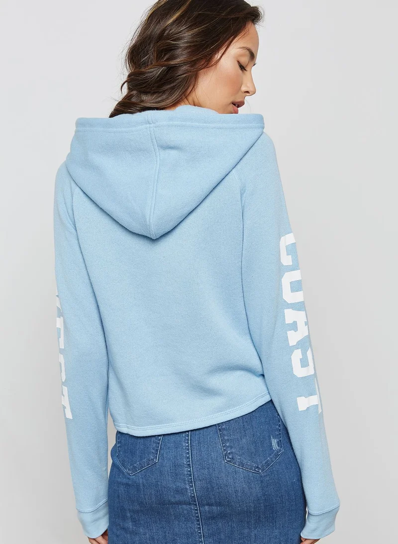 FOREVER 21 Sleeve Slogan Detail Hoodie