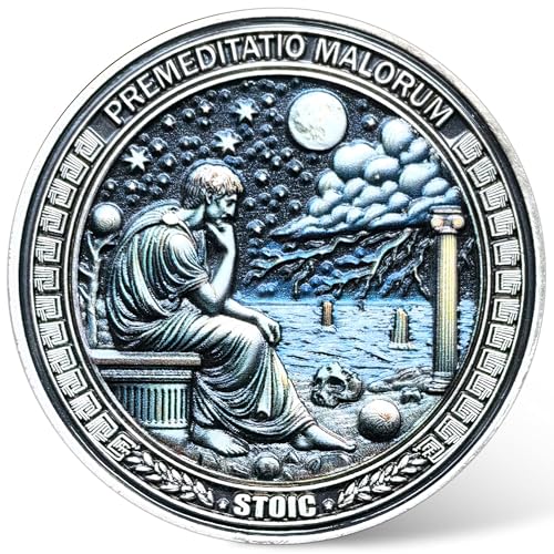 CYOUNG Stoic Challenge Coin Premeditatio Malorum Design with Seneca Quote Motivational Coin for Philosophy Enthusiasts and Collectors - Image 1