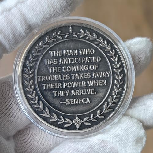 CYOUNG Stoic Challenge Coin Premeditatio Malorum Design with Seneca Quote Motivational Coin for Philosophy Enthusiasts and Collectors - Image 5