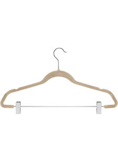 ZOBER Velvet Hangers With Clips - Pack Of 20 Metal Clip Hangers For Pants - Notched Ivory Velvet Skirt Hangers For Pants, Skirts, Suits, Dresses & Shirts W/ 360 Degree Hook - Non Slip Felt Hangers  - Image 3