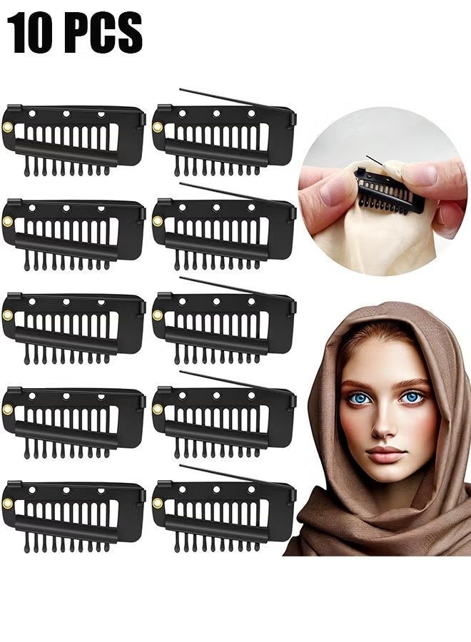 10 Pcs Hair Extensions Clips, Comb Hair Clips for Securing Dupatta, Turban, Scarf, Wedding Veil, and Wig Piece, Secure Headscarf Clips with Teeth for Reliable Hold - Image 1